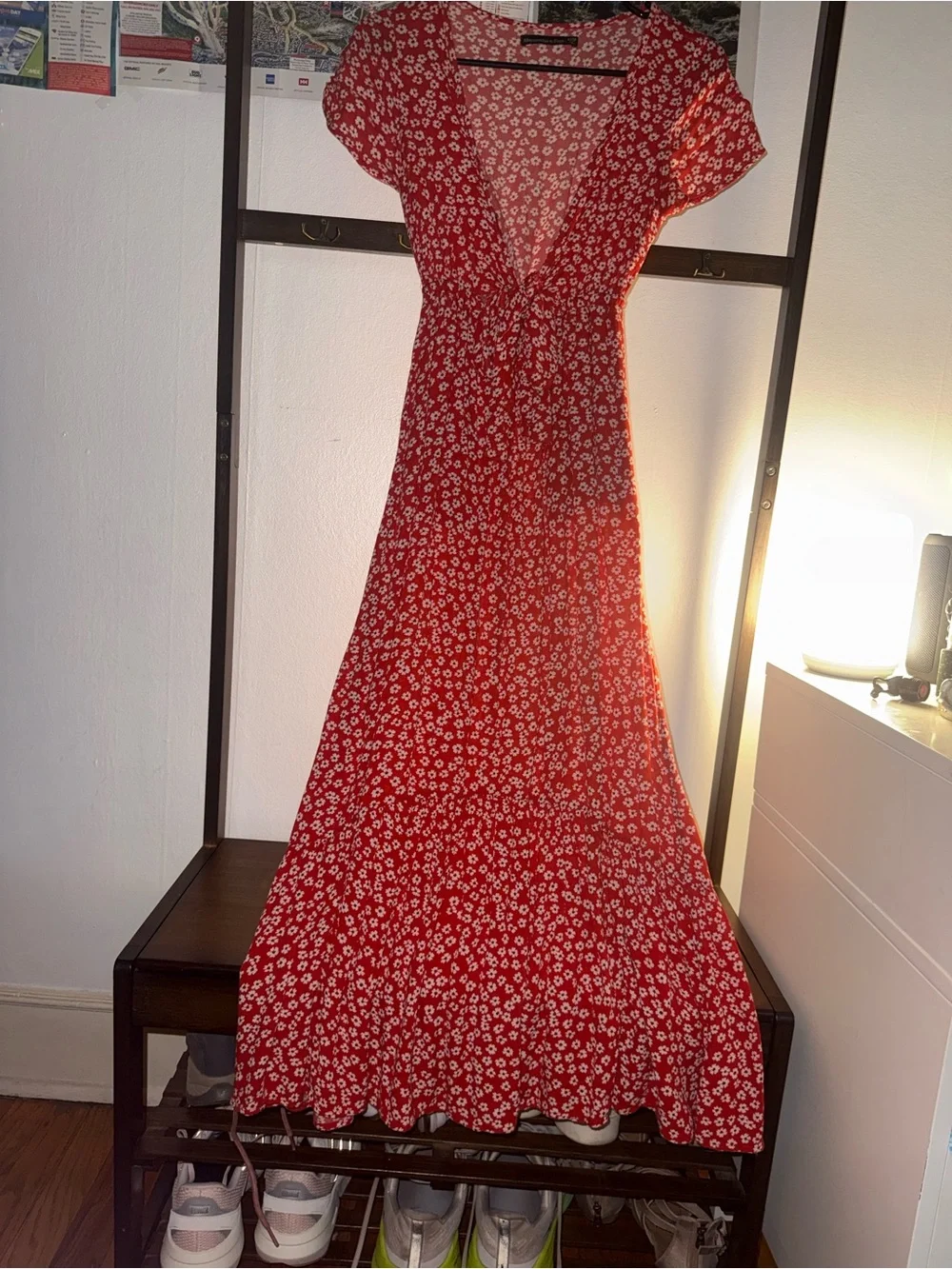 Abercrombie & Fitch Red Floral Tie-Front Maxi Dress (2019 collection)